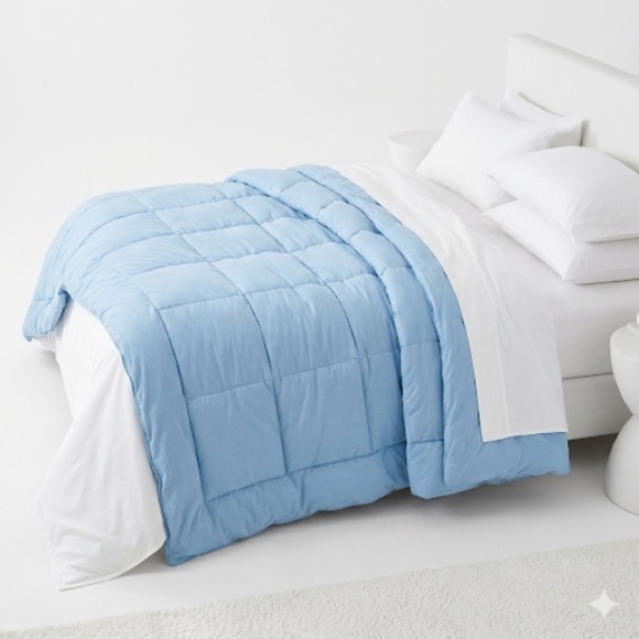 Pillowtex Other - Pillowtex Goose Down Comforter Box Quilt Cotton Dusty Blue Queen